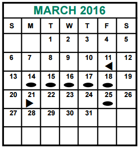 District School Academic Calendar for Alief Isd J J A E P for March 2016