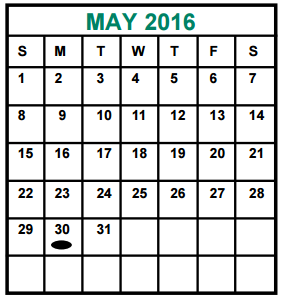 District School Academic Calendar for Budewig Intermediate for May 2016