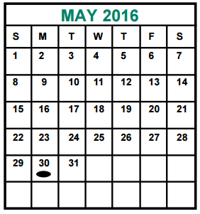 District School Academic Calendar for Elsik High School for May 2016