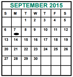 District School Academic Calendar for Alief Learning Ctr (k6) for September 2015