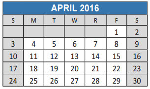 District School Academic Calendar for Lowery Freshman Center for April 2016