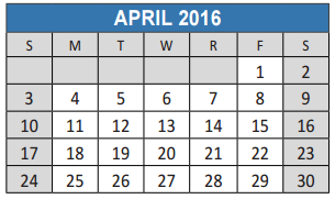 District School Academic Calendar for Marion Elementary for April 2016