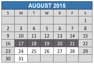 District School Academic Calendar for Lowery Freshman Center for August 2015