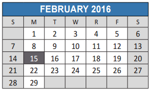 District School Academic Calendar for Lowery Freshman Center for February 2016