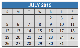 District School Academic Calendar for Anderson Elementary School for July 2015