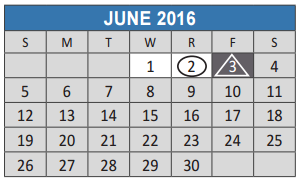 District School Academic Calendar for Marion Elementary for June 2016