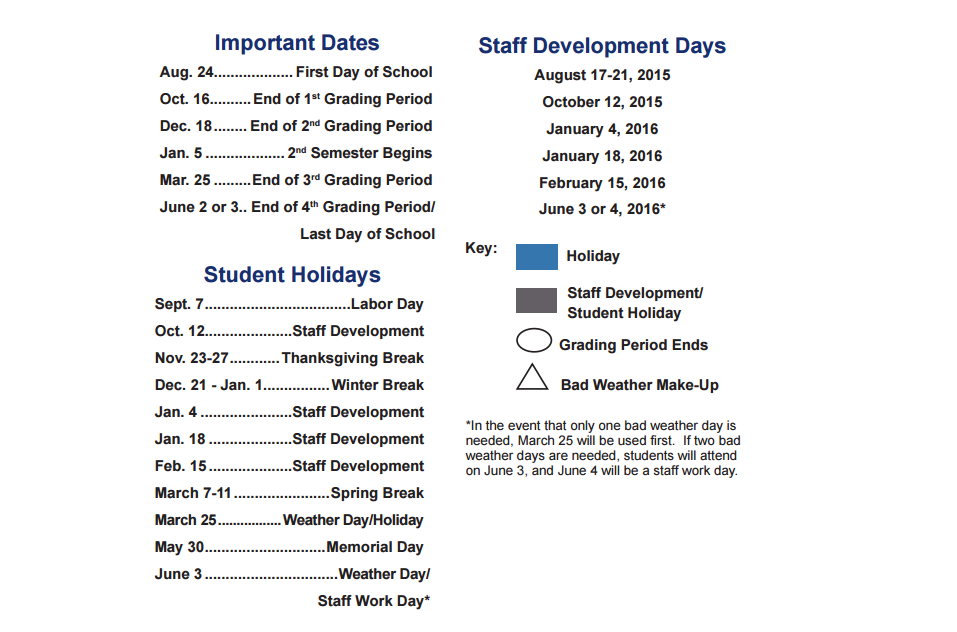 District School Academic Calendar Key for Marion Elementary