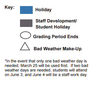 District School Academic Calendar Legend for Anderson Elementary School