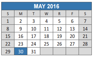 District School Academic Calendar for Lowery Freshman Center for May 2016