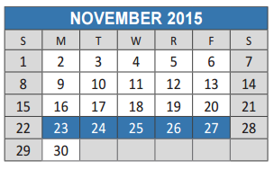 District School Academic Calendar for Rountree Elementary School for November 2015