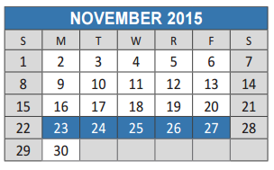 District School Academic Calendar for Anderson Elementary School for November 2015