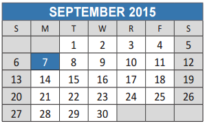 District School Academic Calendar for Lowery Freshman Center for September 2015