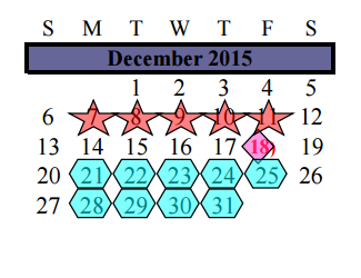 District School Academic Calendar for G W Harby Junior High for December 2015