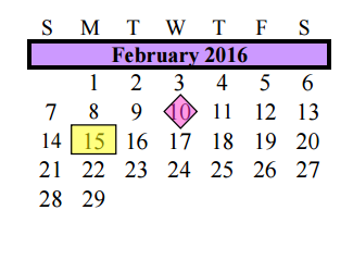 District School Academic Calendar for Brazoria Co J J A E P for February 2016