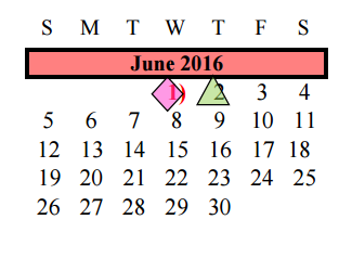 District School Academic Calendar for Assets for June 2016