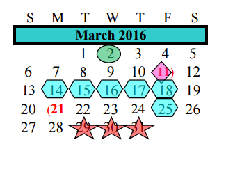 District School Academic Calendar for Alvin Junior High for March 2016
