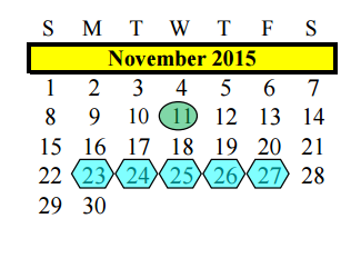 District School Academic Calendar for Laura Ingalls Wilder for November 2015