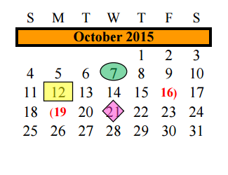 District School Academic Calendar for Hood-case Elementary for October 2015