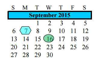 District School Academic Calendar for G W Harby Junior High for September 2015