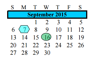 District School Academic Calendar for Brazoria Co J J A E P for September 2015