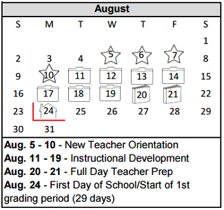 District School Academic Calendar for Palo Duro High School for August 2015