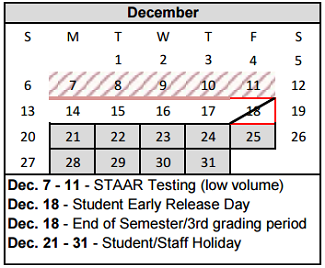 District School Academic Calendar for Lawndale Elementary for December 2015