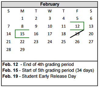 District School Academic Calendar for Hamlet Elementary for February 2016