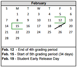 District School Academic Calendar for Amarillo Area Ctr For Advanced Lrn for February 2016