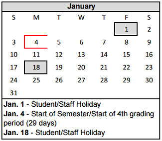 District School Academic Calendar for Rogers Elementary for January 2016