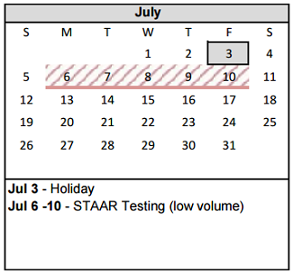 District School Academic Calendar for Palo Duro High School for July 2015