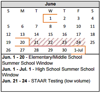 District School Academic Calendar for Amarillo Area Ctr For Advanced Lrn for June 2016