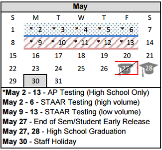 District School Academic Calendar for Amarillo Area Ctr For Advanced Lrn for May 2016