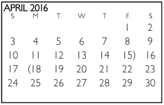 District School Academic Calendar for Ditto Elementary for April 2016