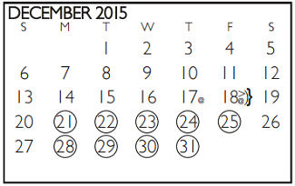 District School Academic Calendar for Ferguson Junior High for December 2015