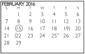 District School Academic Calendar for Kooken Ed Ctr for February 2016