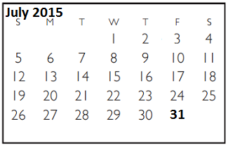 District School Academic Calendar for Short Elementary for July 2015