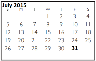 District School Academic Calendar for Venture Alter High School for July 2015