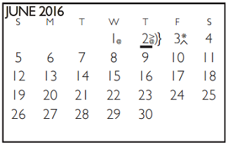 District School Academic Calendar for Swift Elementary for June 2016