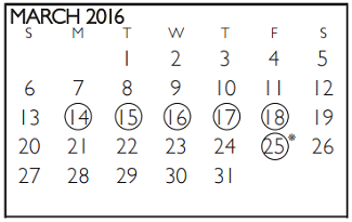 District School Academic Calendar for Swift Elementary for March 2016