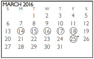 District School Academic Calendar for Ousley Junior High for March 2016