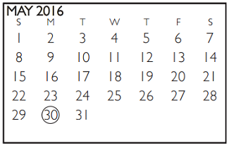 District School Academic Calendar for Dunn Elementary for May 2016