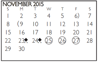 District School Academic Calendar for Kooken Ed Ctr for November 2015