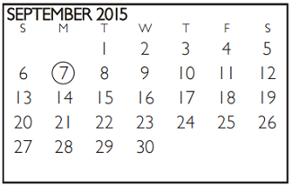 District School Academic Calendar for Miller Elementary for September 2015