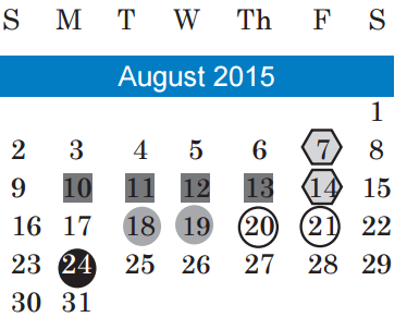 District School Academic Calendar for Alternative Learning Center for August 2015