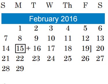 District School Academic Calendar for Alternative Learning Center for February 2016