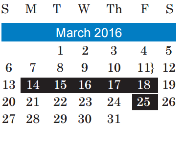 District School Academic Calendar for Mathews Elementary for March 2016