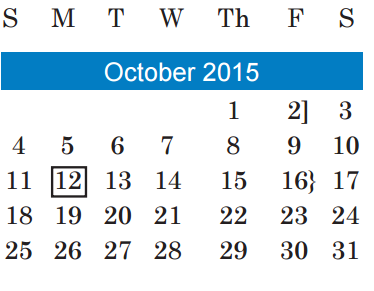 District School Academic Calendar for Dobie Middle School for October 2015