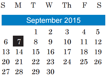 District School Academic Calendar for Garza Independence H S for September 2015
