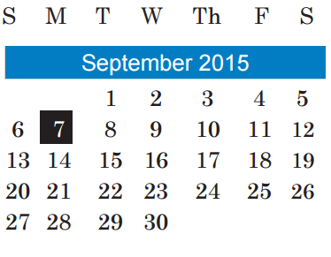 District School Academic Calendar for Alternative Learning Center for September 2015