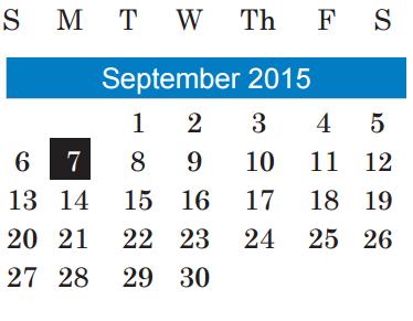 District School Academic Calendar for Brown Elementary for September 2015